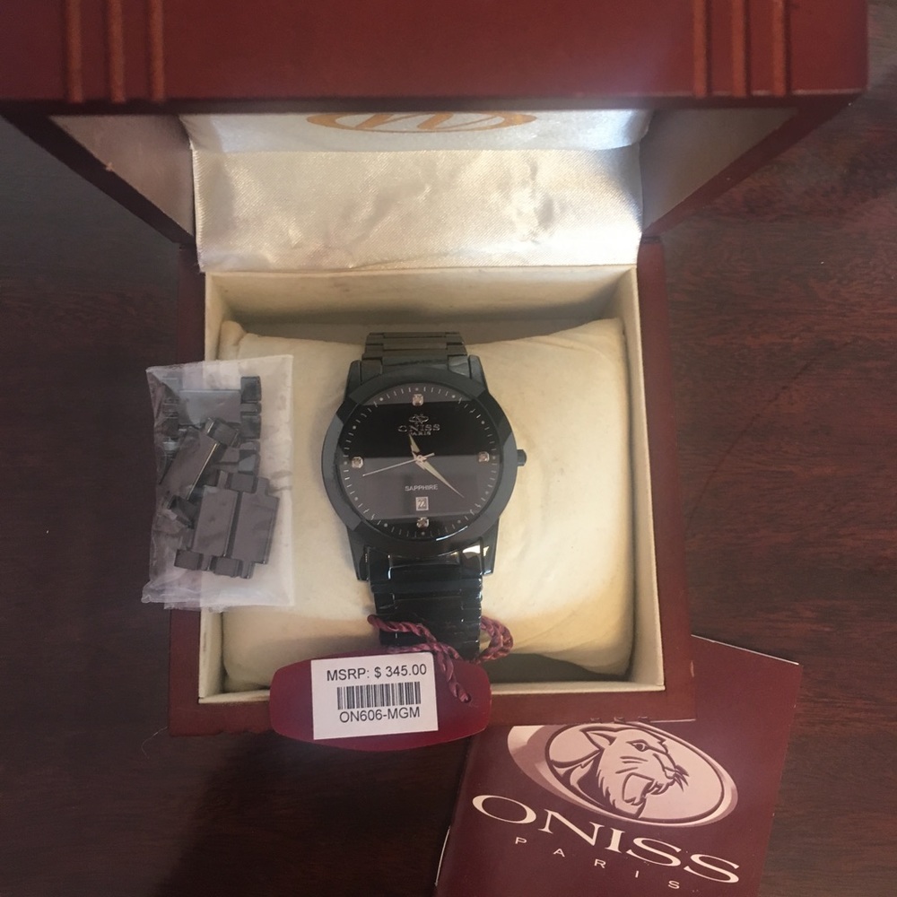 Oniss Ceramic Black Watch + Sapphire Crystals